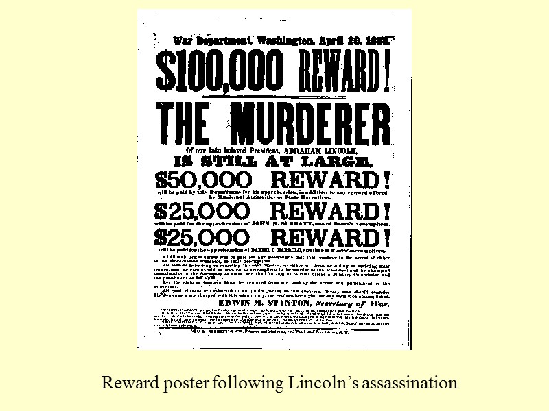 Reward poster following Lincoln’s assassination